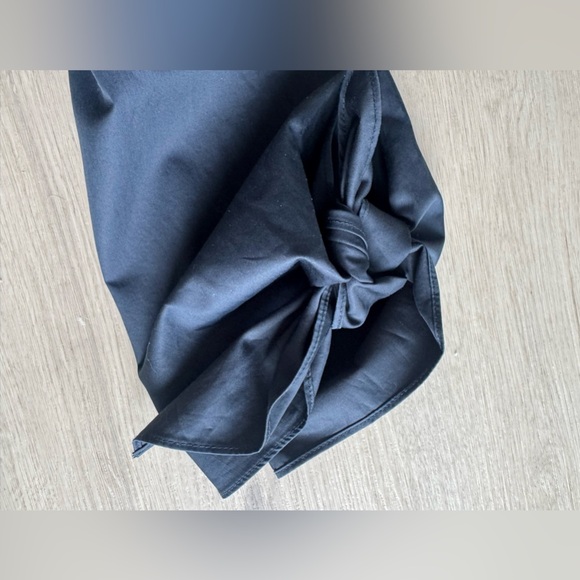 Tibi Off-Shoulder Navy Blue Shift Dress Wylie Satin Bow Sleeves Mini Size 0 XS - Picture 9 of 12